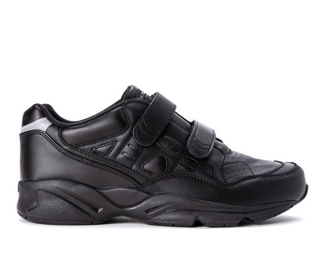 Men's Propet Stability Walker Strap Walking Shoes in Black color