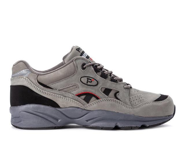 Men's Propet Stability Walker Walking Shoes in Grey/Blk Nubuck color