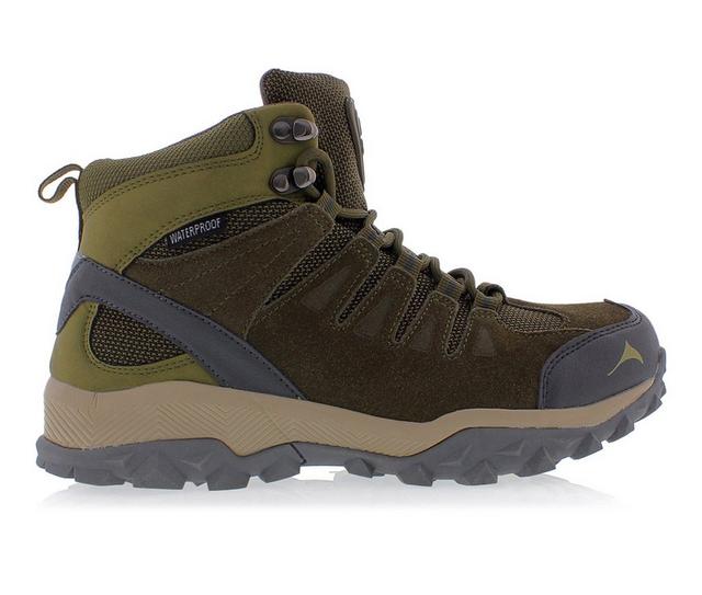 Women's Pacific Mountain Boulder Mid Waterproof Hiking Boots in Olive/Grey color
