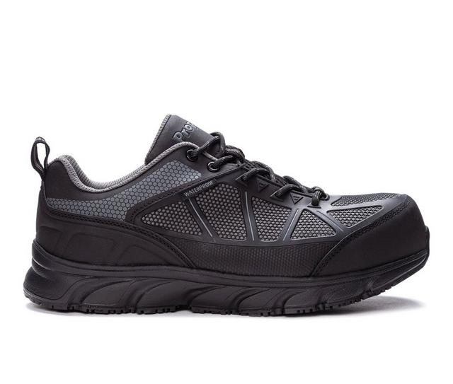 Men's Propet Seeley II Work Shoes in Black/Grey color