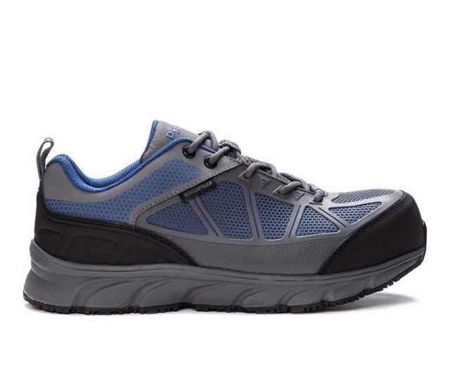 Men's Propet Seeley II Work Shoes in Grey/Blue color