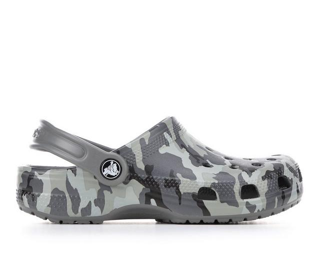 Kids' Crocs Little Kid & Big Kid Classic Camo Clogs in Black/Grey color