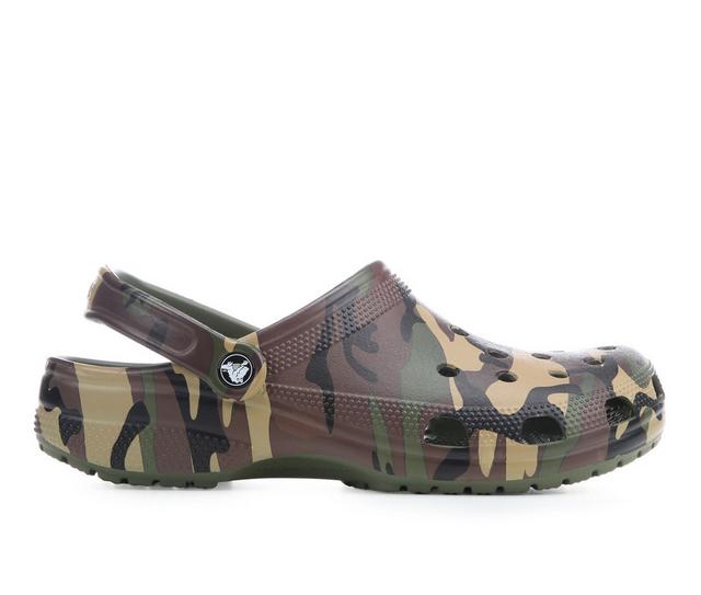 Kids' Crocs Little Kid & Big Kid Classic Camo Clogs in Army Green color