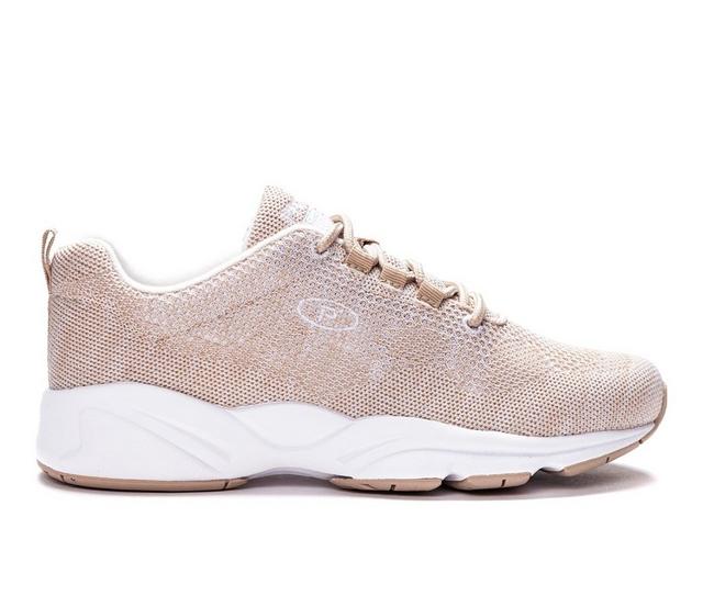 Women's Propet Stability Fly Sneakers in Sand/White color