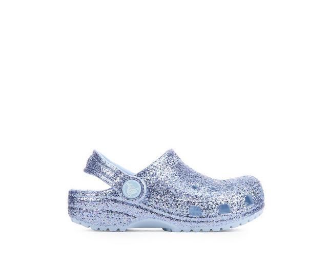 Girls' Crocs Toddler Classic Glitter 2 Clogs in Blue Frost color