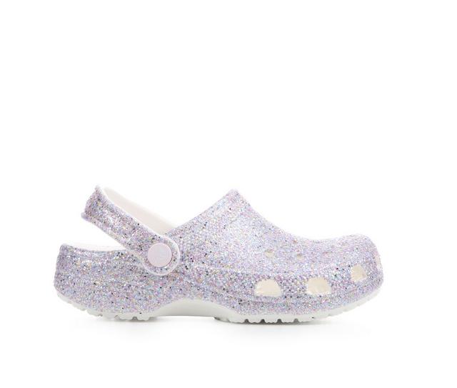 Girls' Crocs Little Kid & Big Kid Classic Glitter 2 Clogs in White Fantasy color