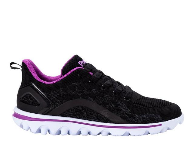 Women's Propet TravelActiv Axial Sneakers in Black/Purple color