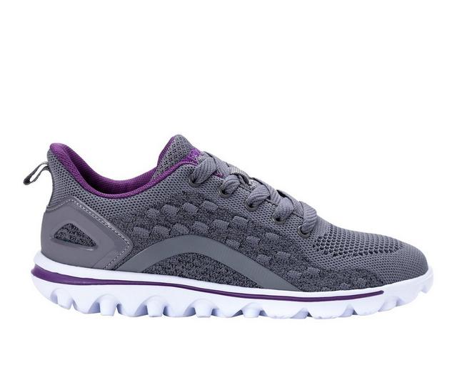 Women's Propet TravelActiv Axial Sneakers in Grey/Purple color