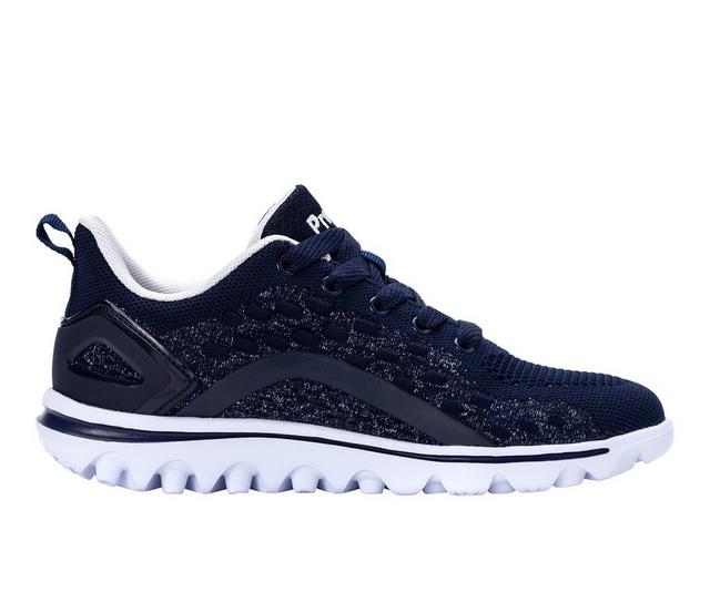 Women's Propet TravelActiv Axial Sneakers in Navy/White color