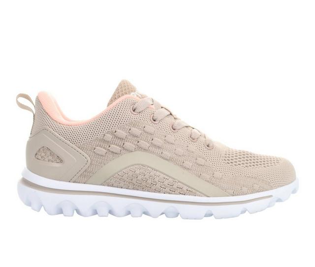 Women's Propet TravelActiv Axial Sneakers in Taupe/Peach color