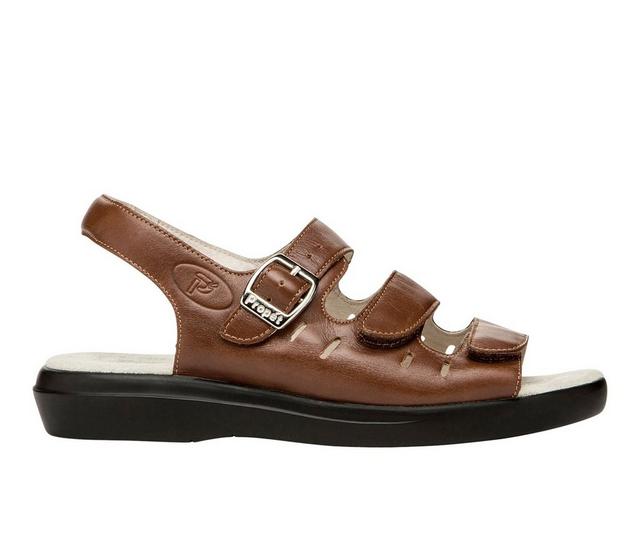 Women's Propet Breeze Sandals in Teak Brown color