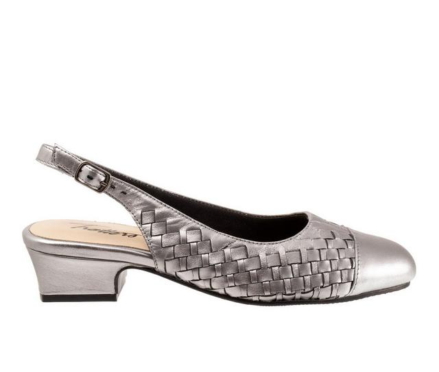 Women's Trotters Dea Woven Slingback Pumps in Pewter color