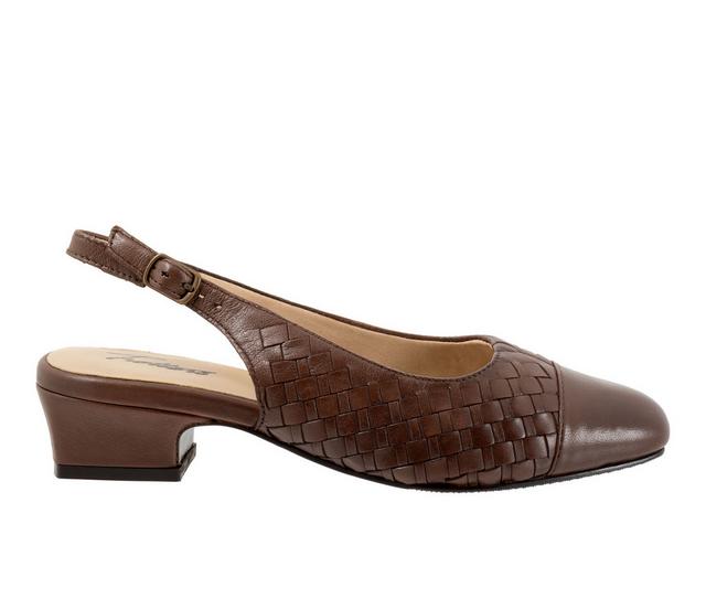 Women's Trotters Dea Woven Slingback Pumps in Dark Brown color