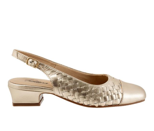 Women's Trotters Dea Woven Slingback Pumps in Champagne color
