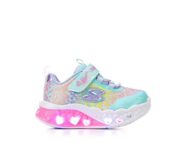 Girls' Skechers Toddler Flutter Heart Lights Loves Light-Up Sneakers in Turqoise/Multi color