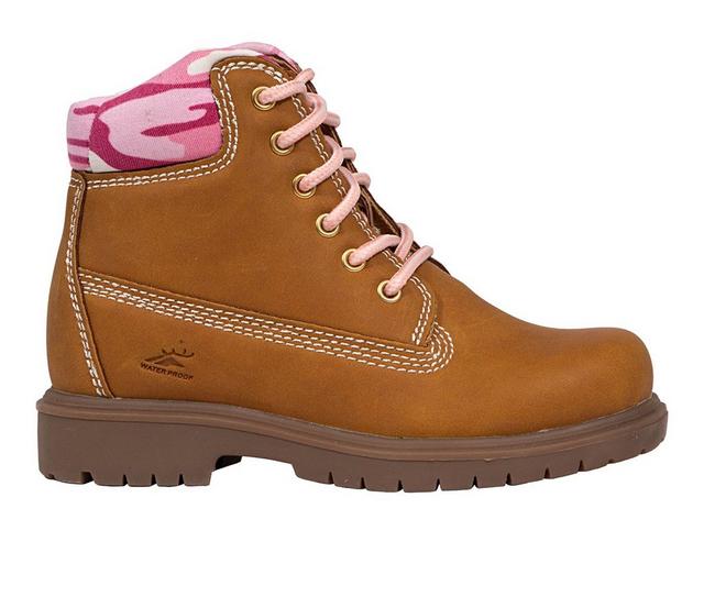 Girls' Deer Stags Toddler & Little Kid & Big Kid Mak 2 Waterproof Lace-Up Boots in Wheat/Pink color