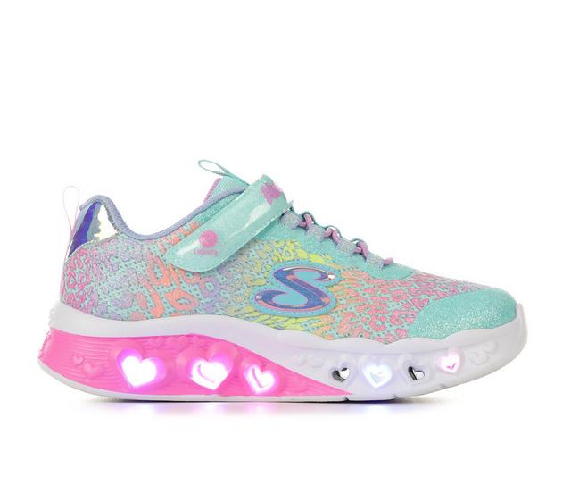 Girls' Skechers Little Kid & Big Kid Flutter Heart Lights Loves Light-Up Sneakers in Turqoise/Multi color