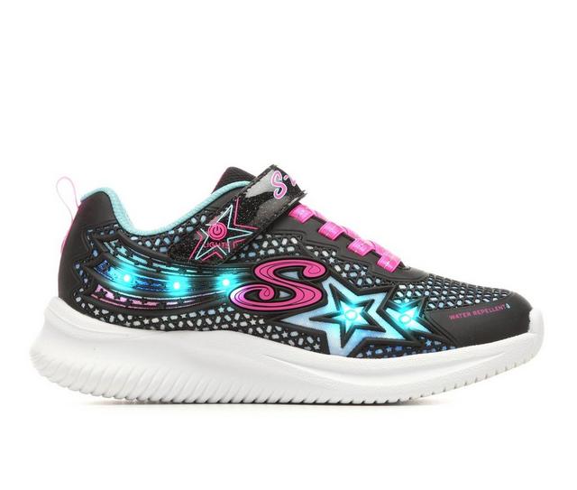 Girls' Skechers Little Kid & Big Kid Jumpsters Wishful Star Light-Up Sneakers in Blk/Pink/Silver color