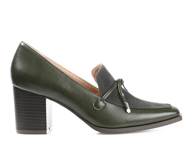 Women's Journee Collection Crawford Heeled Loafers in Olive color