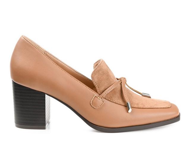 Women's Journee Collection Crawford Heeled Loafers in Taupe color