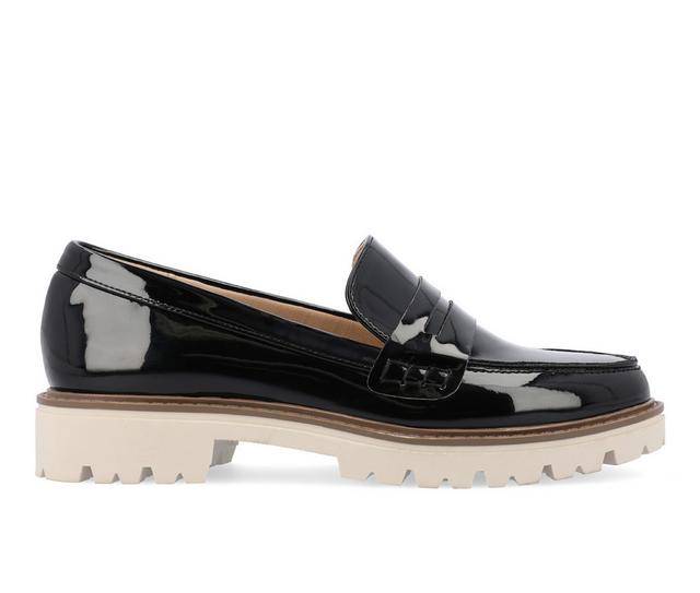 Women's Journee Collection Kenly Lugged Loafers in Black Patent color