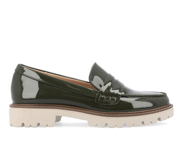Women's Journee Collection Kenly Lugged Loafers in Green Patent color