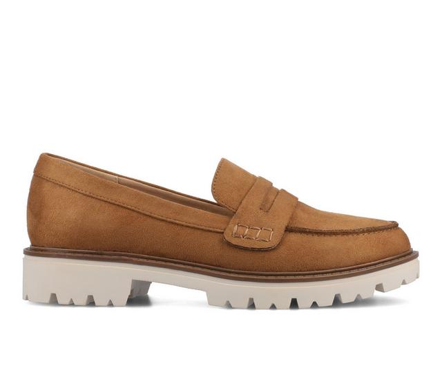 Women's Journee Collection Kenly Lugged Loafers in Tan Suede color