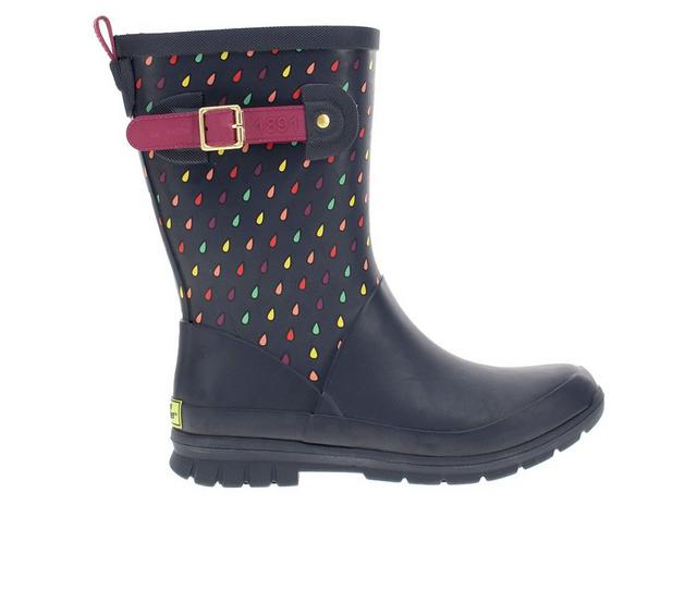 Women's Western Chief Misty Rain Drop Mid Rain Boots in Black color