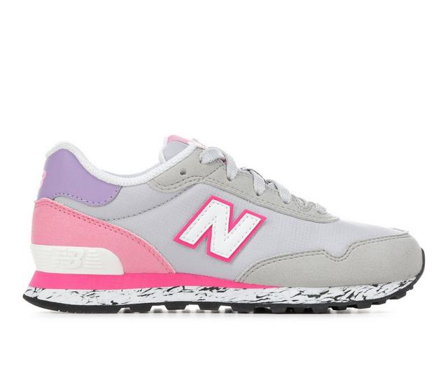 Girls' New Balance Big Kid 515 Running Shoes in Rain Cloud/Pink color