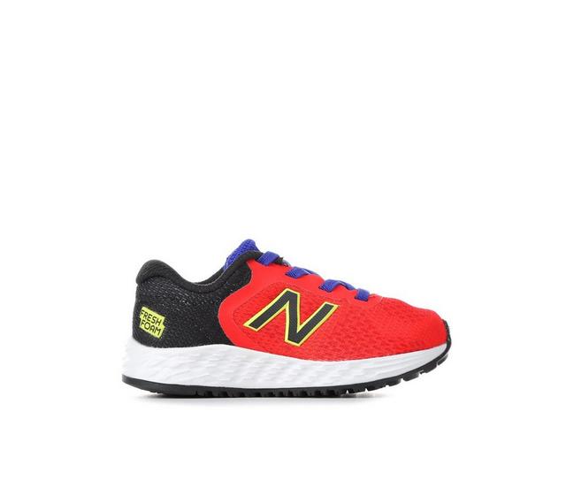 Boys' New Balance Toddler Arishi IAARIGC2 Slip-On Running Shoes in Red/Blk/Ylw WD color