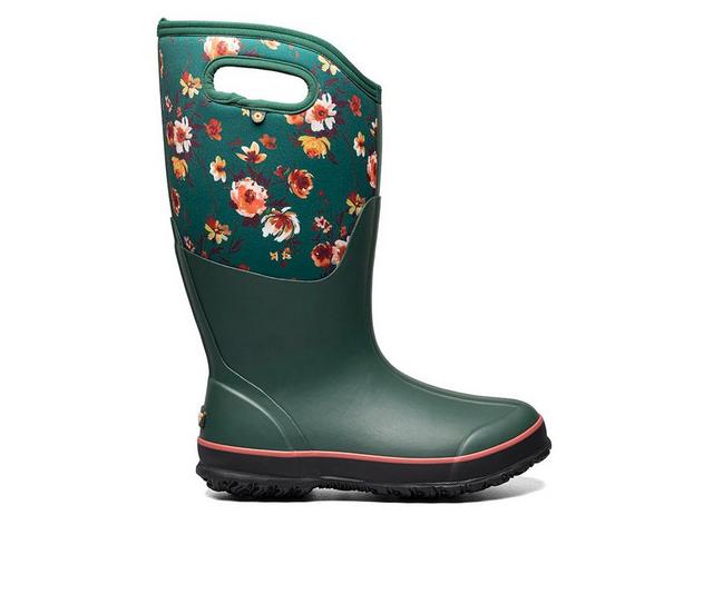 Women's Bogs Footwear Classic Tall Wide Calf Painterly Waterproof Boots in Emerald Multi color