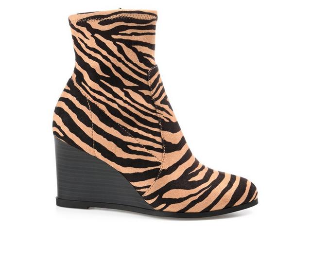 Women's Journee Collection Hepburn Wedge Booties in Animal color