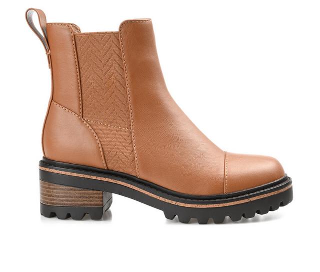 Women's Journee Collection Mirette Lugged Chelsea Boots in Tan color