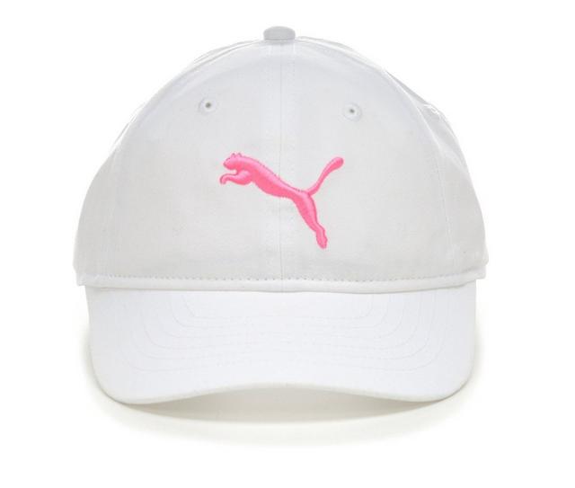 Puma Youth Adjustable Woven Cap in White/Pink color