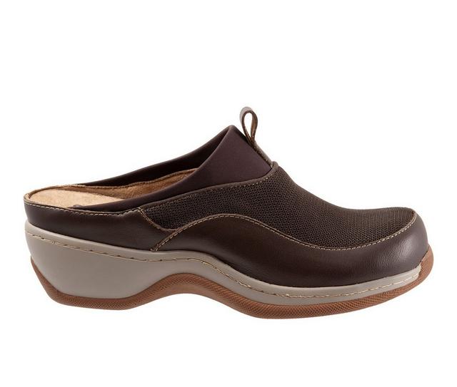 Women's Softwalk Aberdeen Mules in Dark Brown color