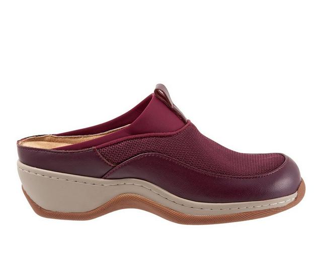 Women's Softwalk Aberdeen Mules in Burgundy color