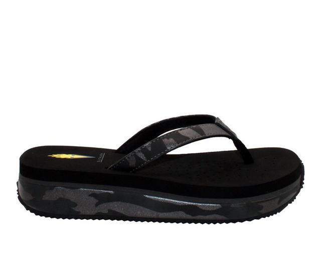 Women's Volatile Untamed Flip-Flops in Black Camo color