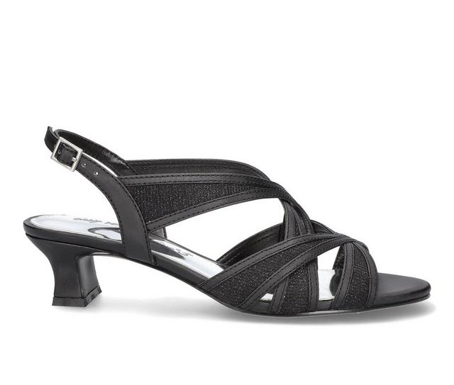 Women's Easy Street Tristen Dress Sandals in Black Satin color