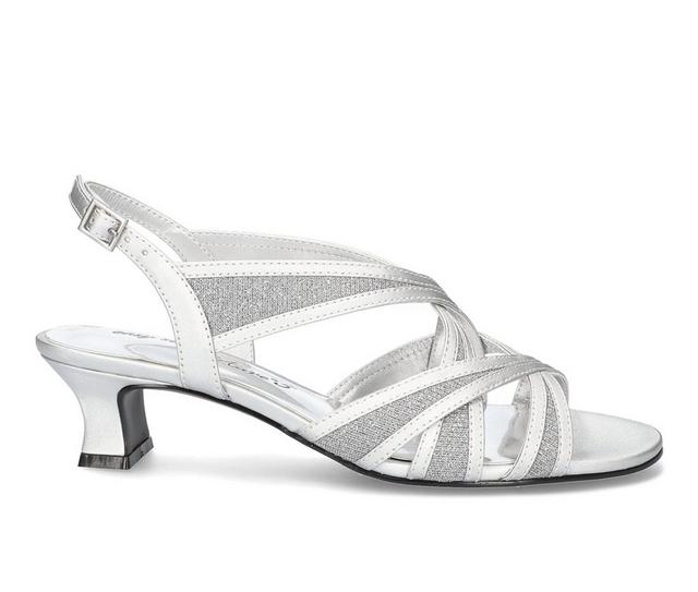 Women's Easy Street Tristen Dress Sandals in Silver Satin color