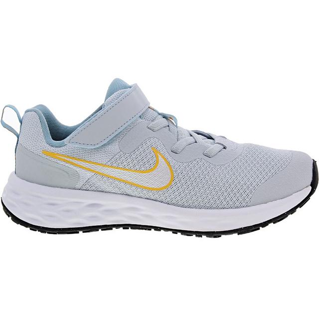 Kids' Nike Little Kid Revolution 6 Running Shoes in Grey/Blue/Ylw color