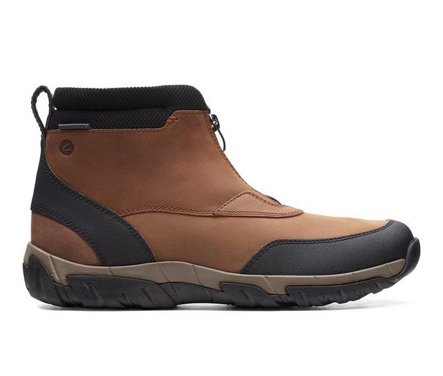 Men's Clarks Grove Zip II Winter Boots in Dark Tan Lea color