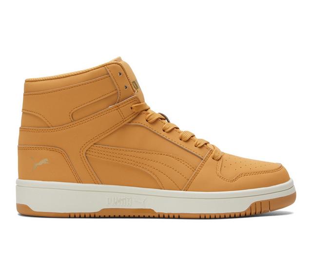 Men's Puma Rebound Layup SL High-Top Sneakers in Taffy/Gold color