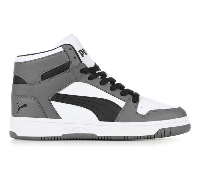 Men's Puma Rebound Layup SL High-Top Sneakers in Wht/Blk/Gry color