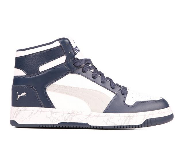 Men's Puma Rebound Layup SL High-Top Sneakers in Navy/White/Grey color