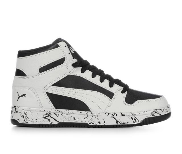 Men's Puma Rebound Layup SL High-Top Sneakers in Grey Marble color