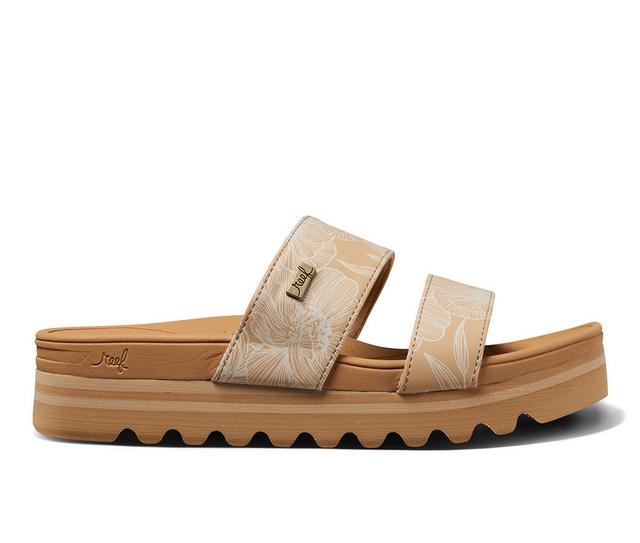 Women's Reef Banded Horizon Hi Platform Sandals in Tan Floral color