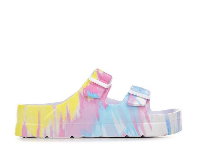 Girls' MIA Little Kid & Big Kid Kiana Platform Footbed Sandals in Pastel Tie Dye color