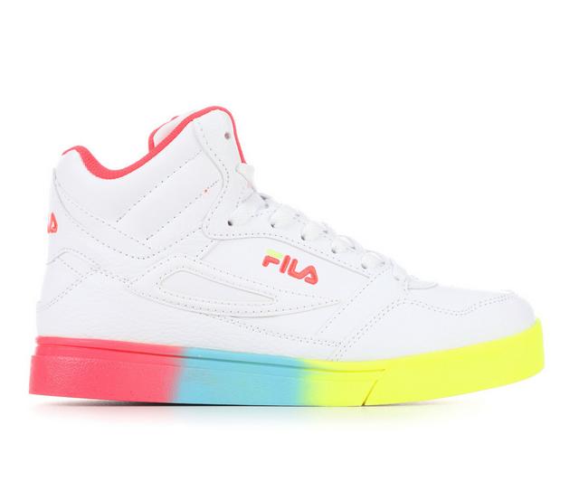 Women's Fila Everge High-Top Sneakers in Wht/Pnk/Ylw/Blu color