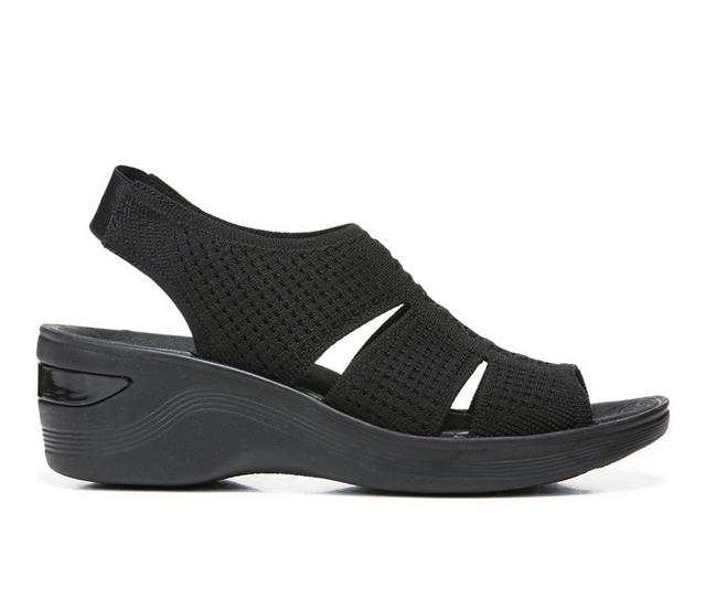 Women's BZEES Double Up Wedge Sandals in Black Knit color