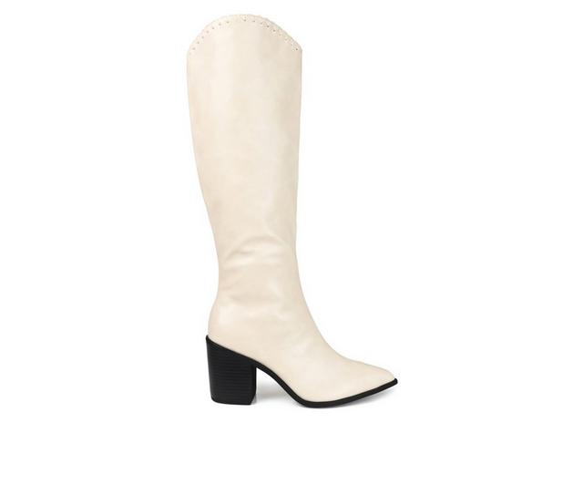 Women's Journee Collection Daria Knee High Boots in Bone color